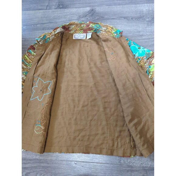 LifeStyle Petite Floral Boho Top Small Brown Blue Red - Picture 6 of 11